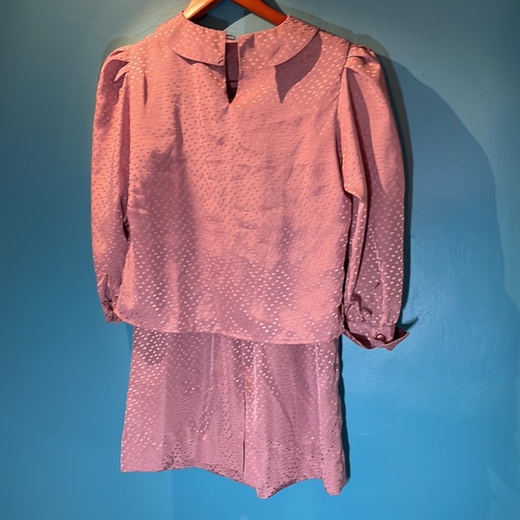 VINTAGE statement collar blush polka-dot outfit small - Picture 8 of 10